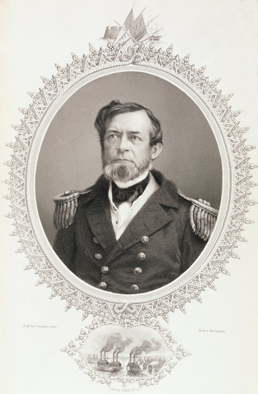 Comodoro Andrew Hull Foote, de "A História dos Estados Unidos", vol. II, de Charles Mackay, gravado por G. Stodart a partir de uma fotografia de American School
