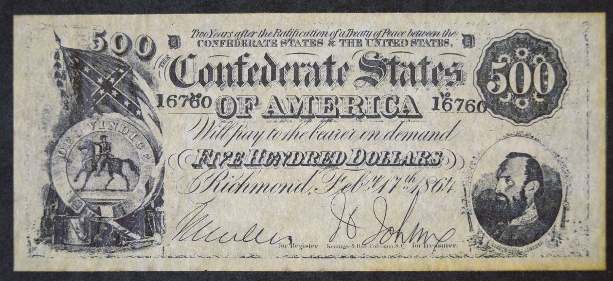Papel-moeda confederado (litho) de American School