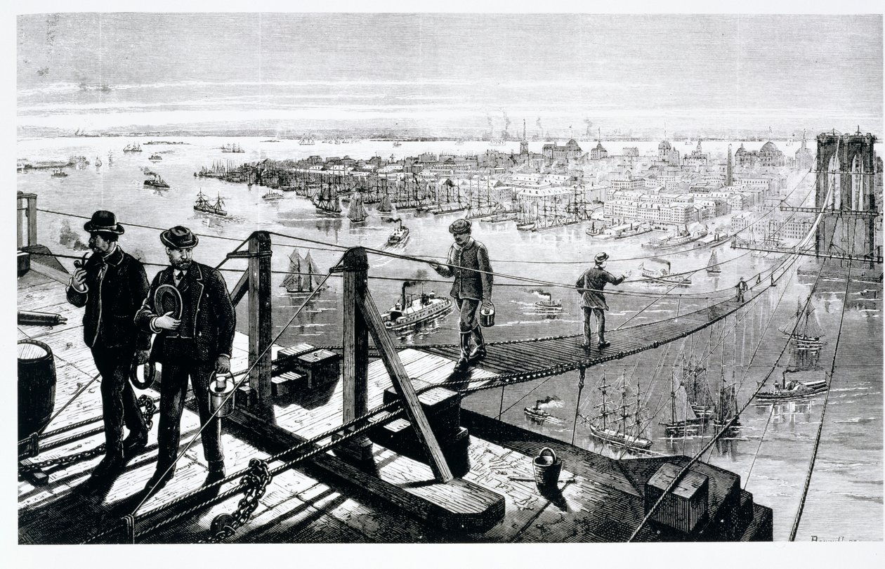 Construção, de, ponte brooklyn, nova iorque de American School
