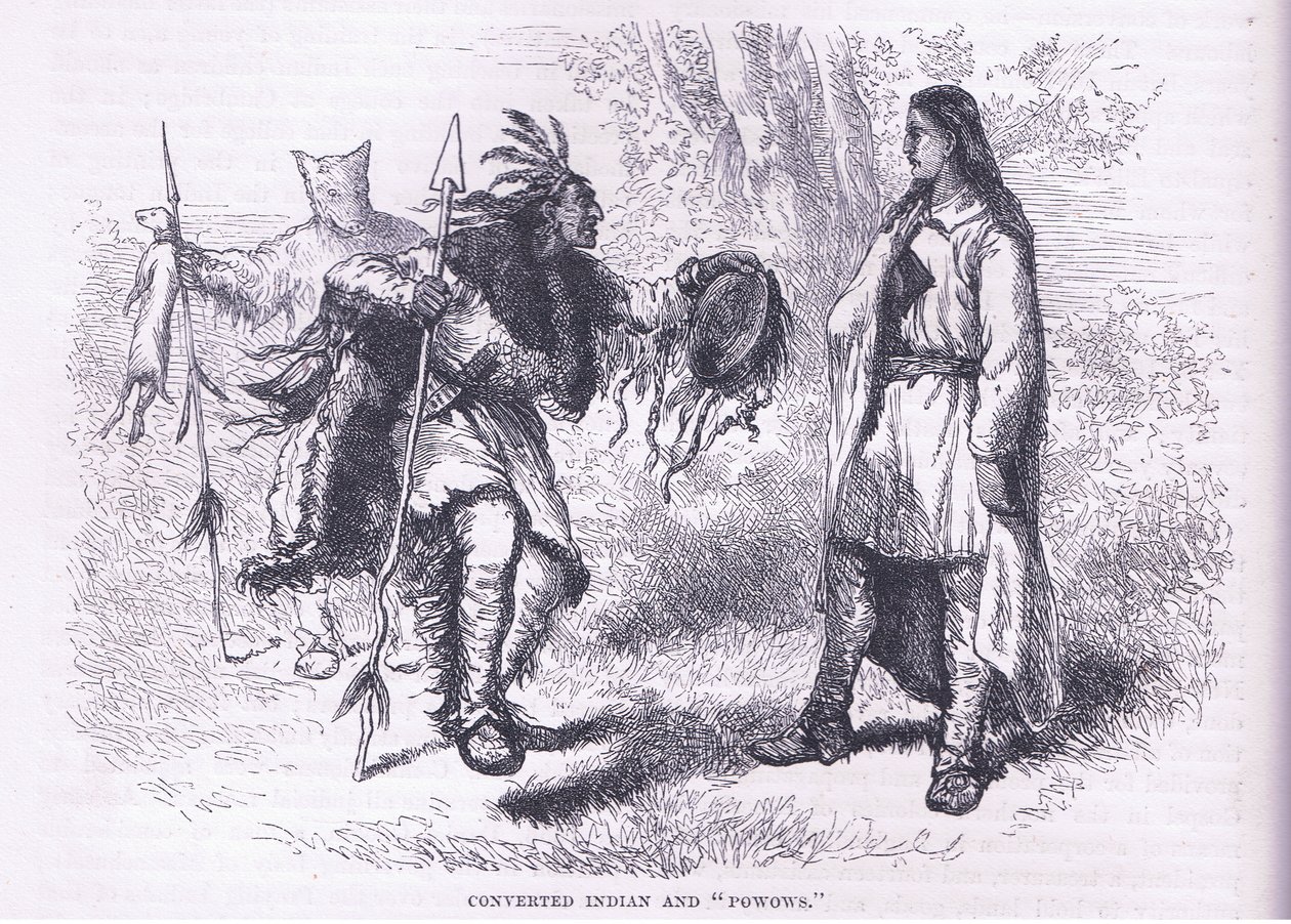 Converted Indians "Powows" 1695, ilustração de Cassell