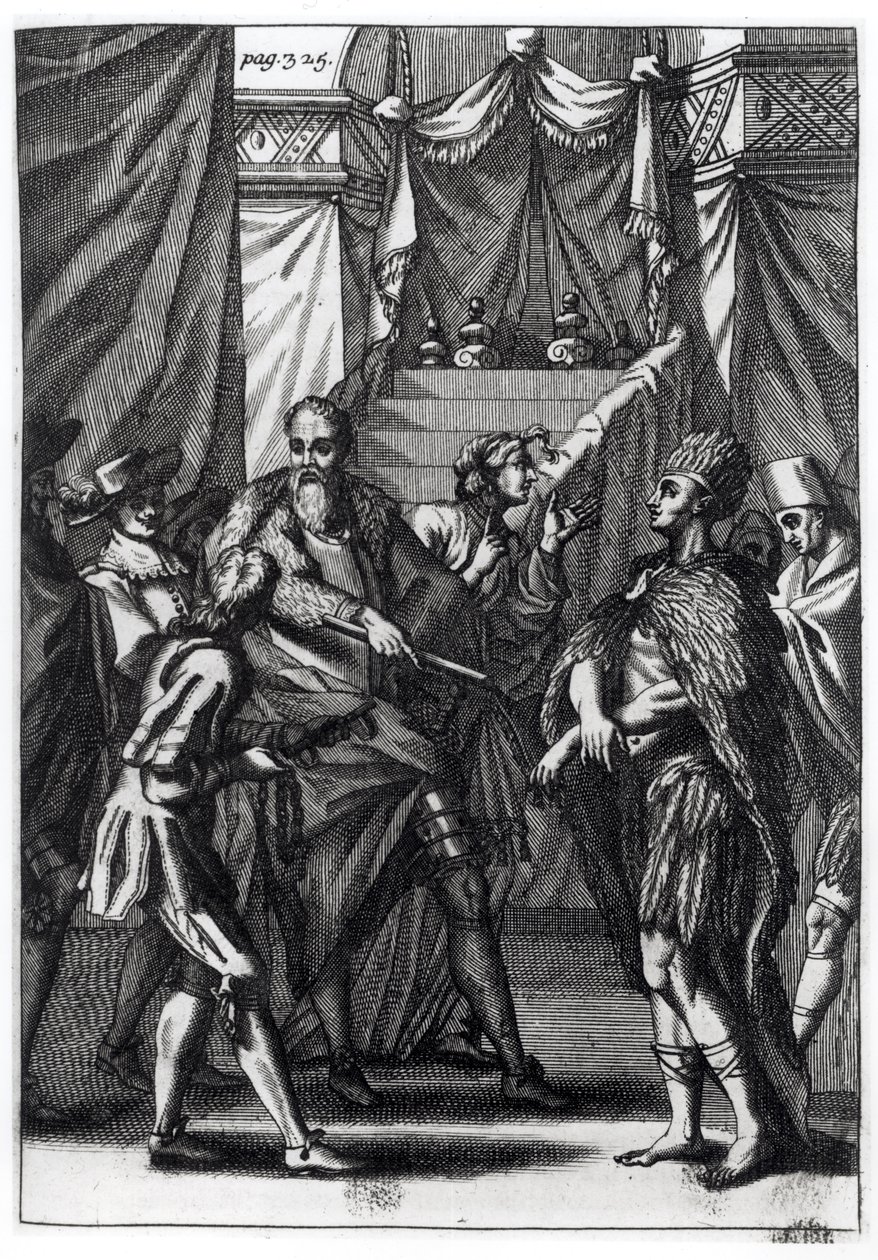Cortes e Montezuma, de Antonio de Solis y Rivadeneira Solis "História da Conquista do México", 1691 de American School