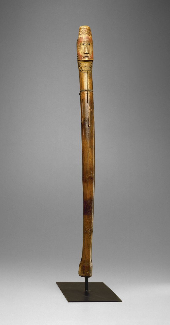 Coup Stick, Yankton Sioux, c.1880 (madeira, pregos de latão, marcas de pigmento e lima quente) de American School