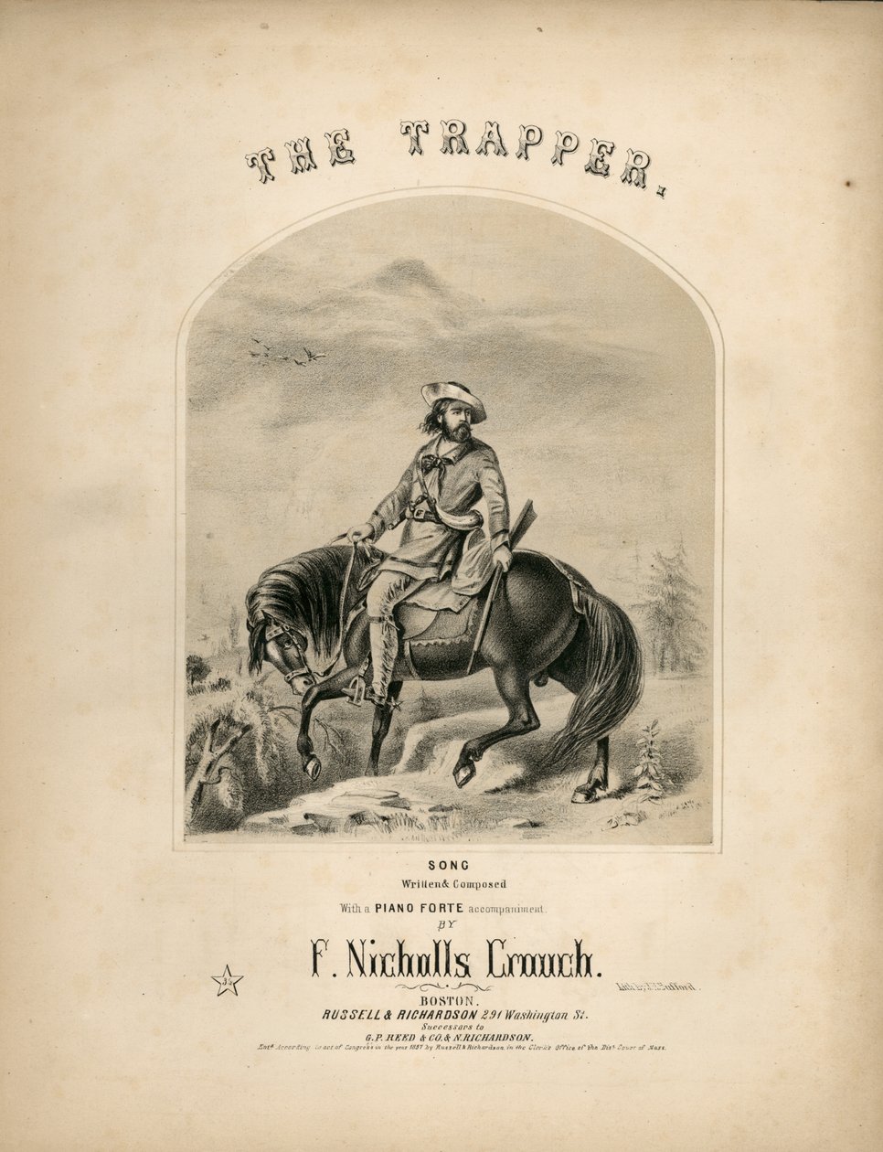 Capa da súmula de The Trapper, 1857 de American School