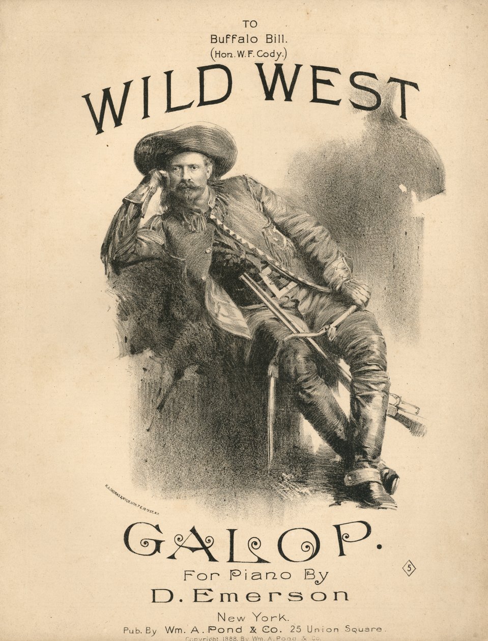 Capa da súmula para o Wild West Galop, 1888 de American School