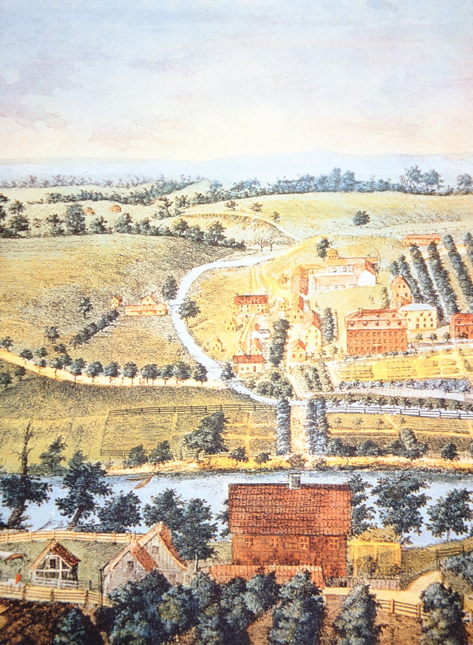 Terra cultivada da Pennsylvania em 1750 (cor litho) de American School