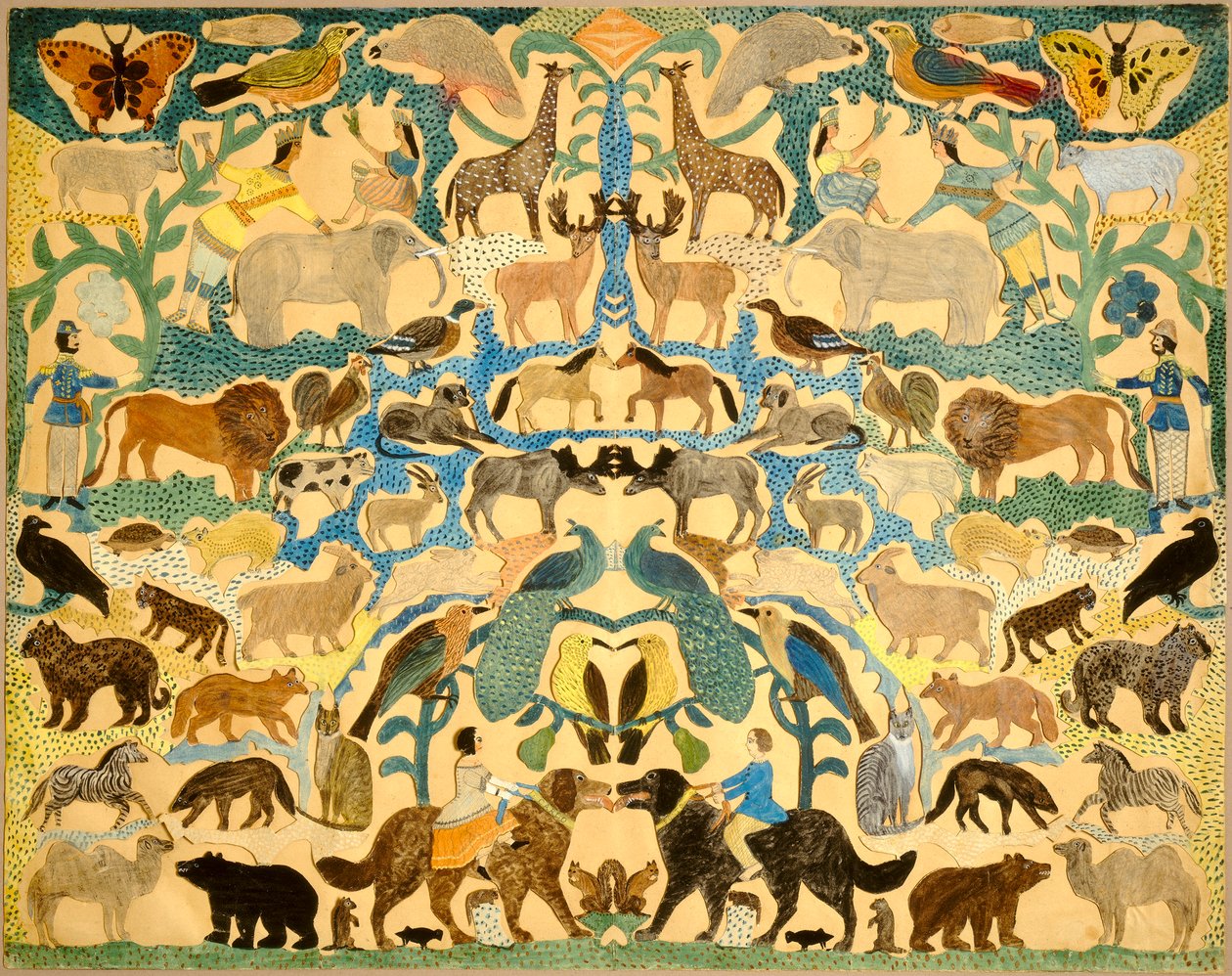 Recorte de Animais (papel cortado e wc no papel) de American School