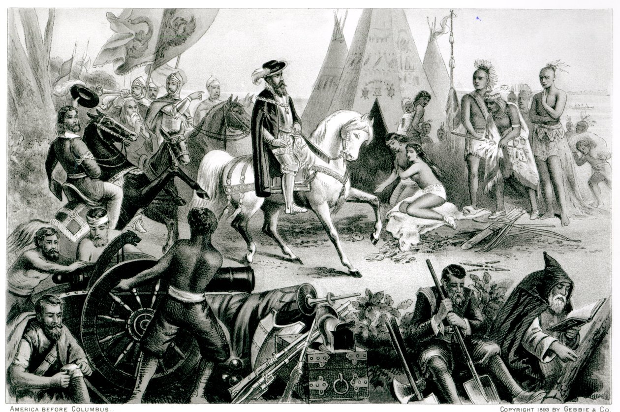 De Soto Descobrindo o Mississippi, 21 de maio de 1541, de "O continente americano e seus habitantes antes de sua descoberta por Colombo", de Anne C. Cady, 1893 de American School