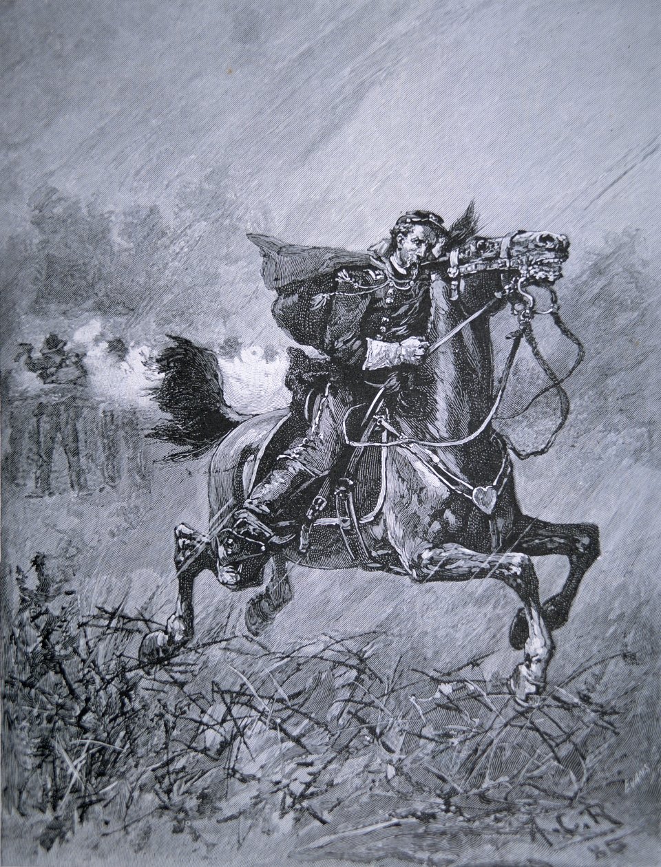 Morte do General Philip Kearney (1815-62) (gravura) de American School