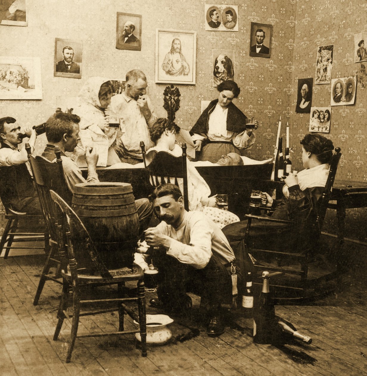 Detalhe de McCarthys Wake (Parte 1), 1899 (estereógrafo) de American School