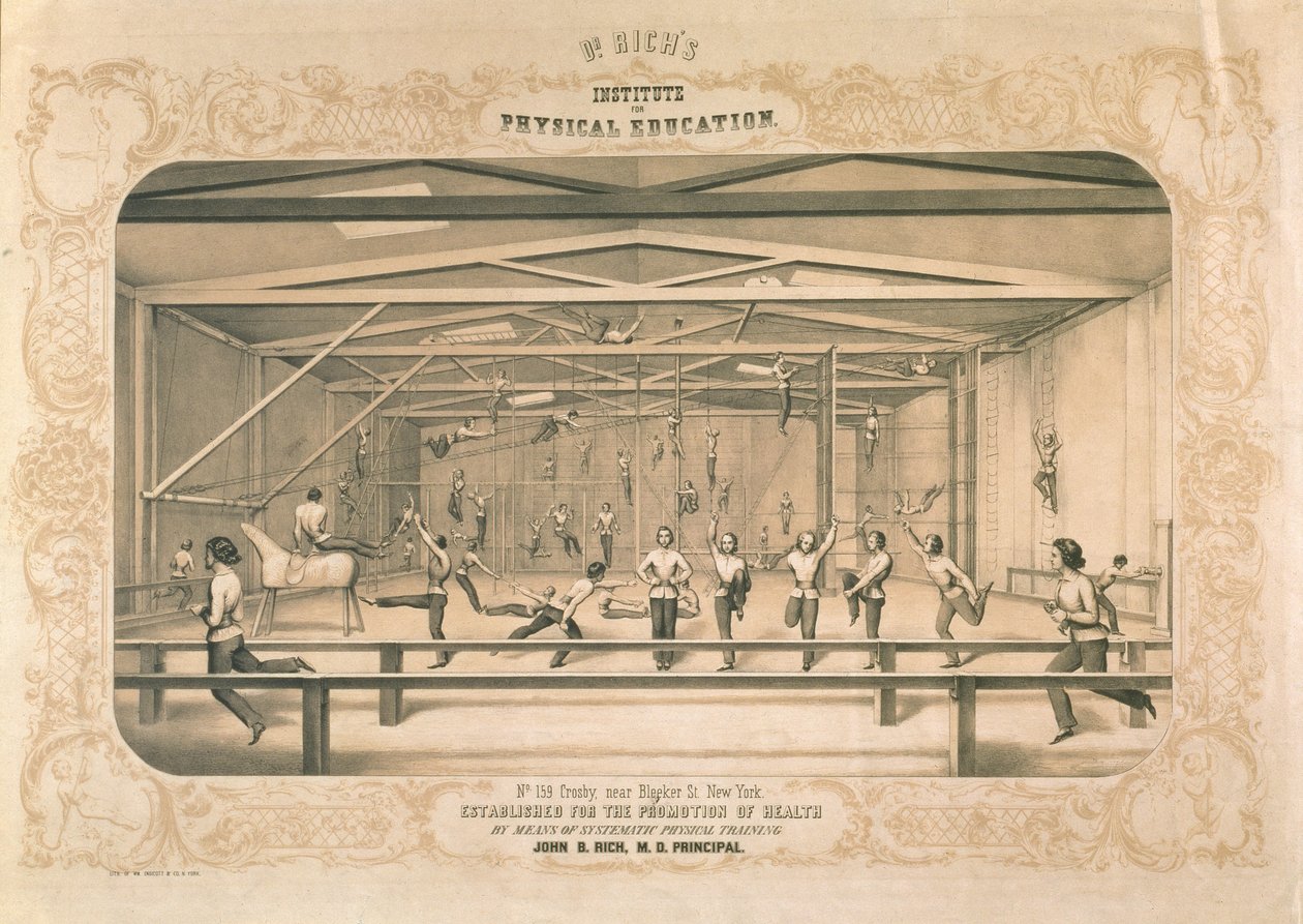 Dr. Richs Instituto de Educação Física, gravado e pub. por Wm. Endicott & Co, Nova York, 1850 de American School