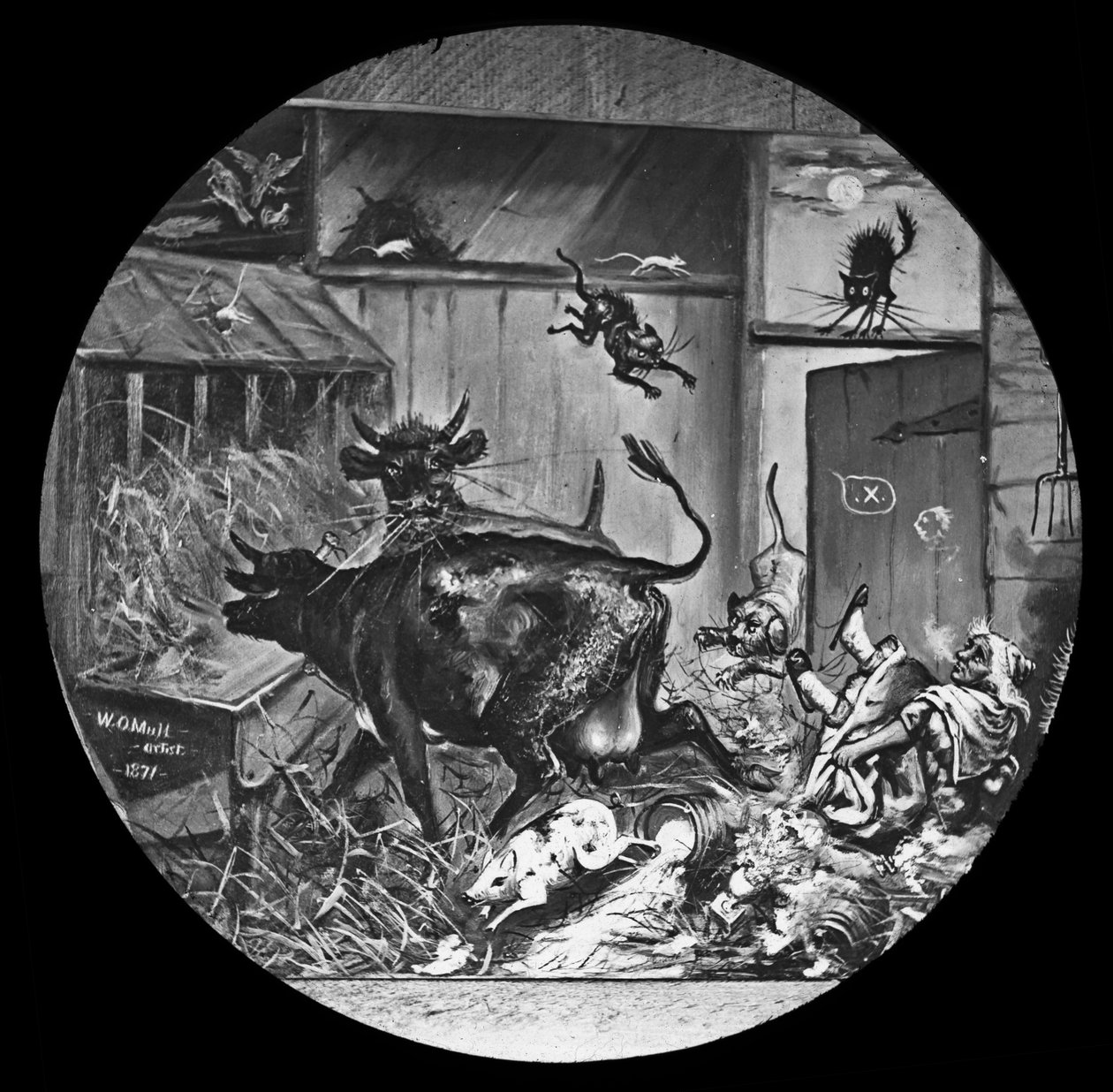 Desenho da Sra. OLeary e uma vaca, c.1872 de American School