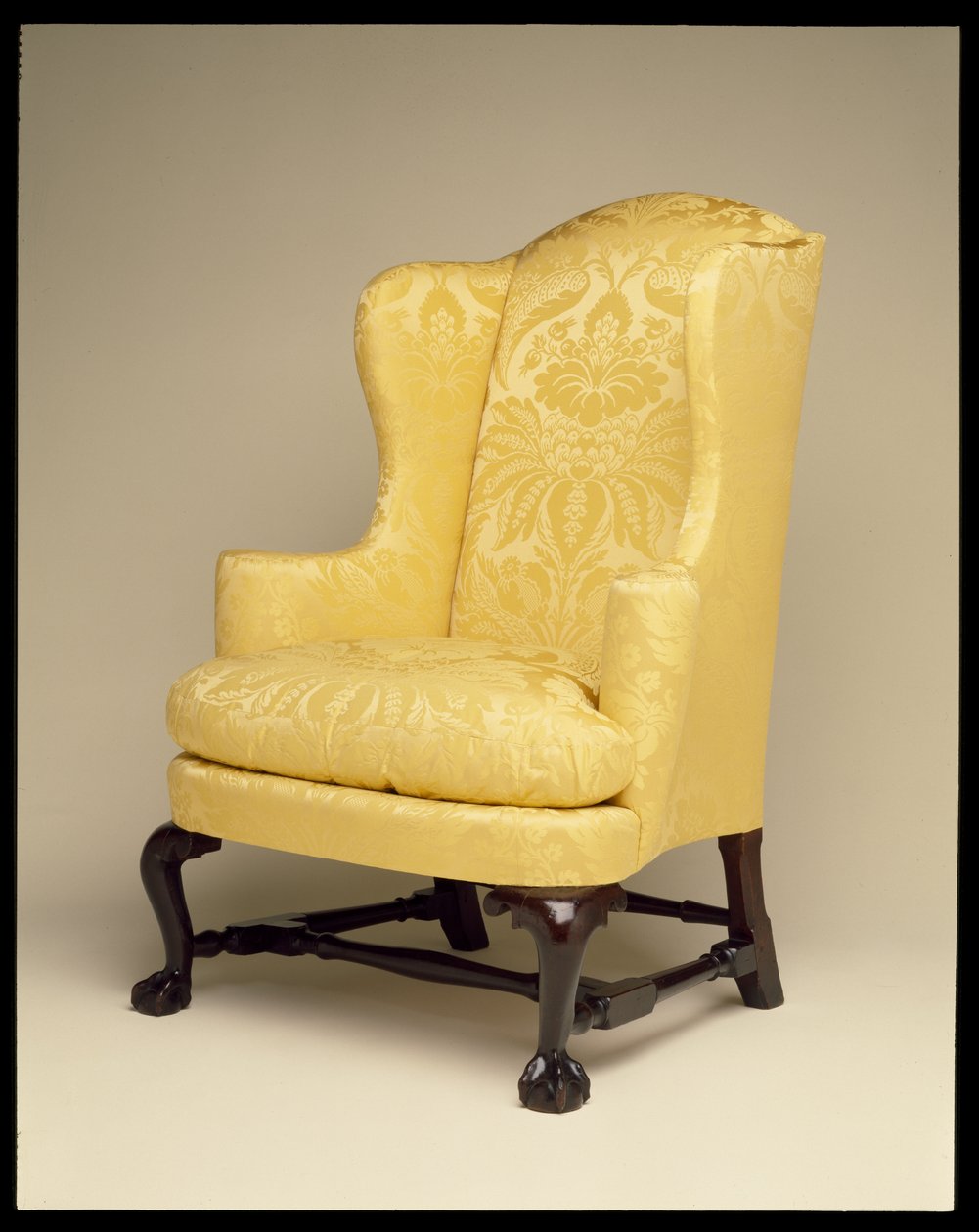 Poltrona, c.1750-70 (mogno, bordo, cereja e seda amarela) de American School