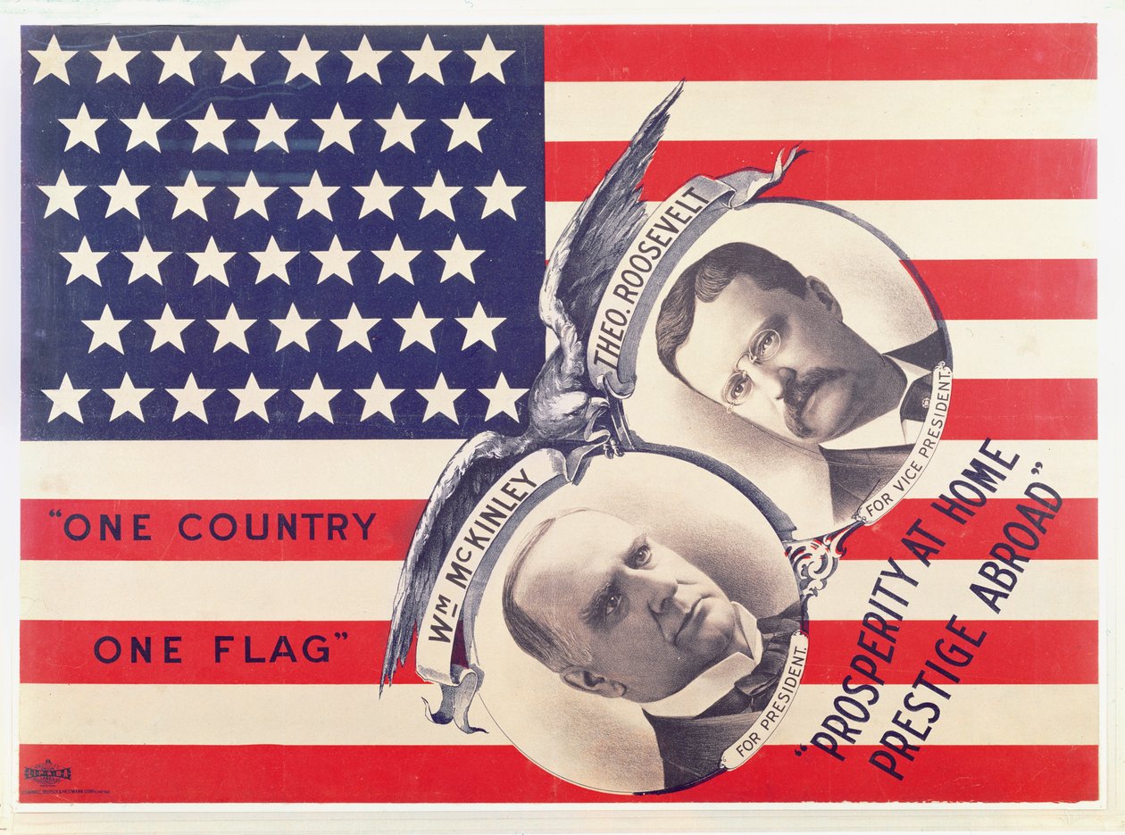 Cartaz eleitoral para a eleição presidencial americana de 1900 de American School