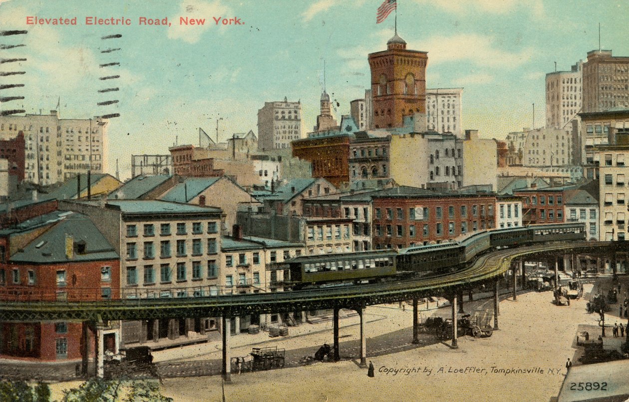 Elevated Electric Road, Nova Iorque, c.1900 de American School