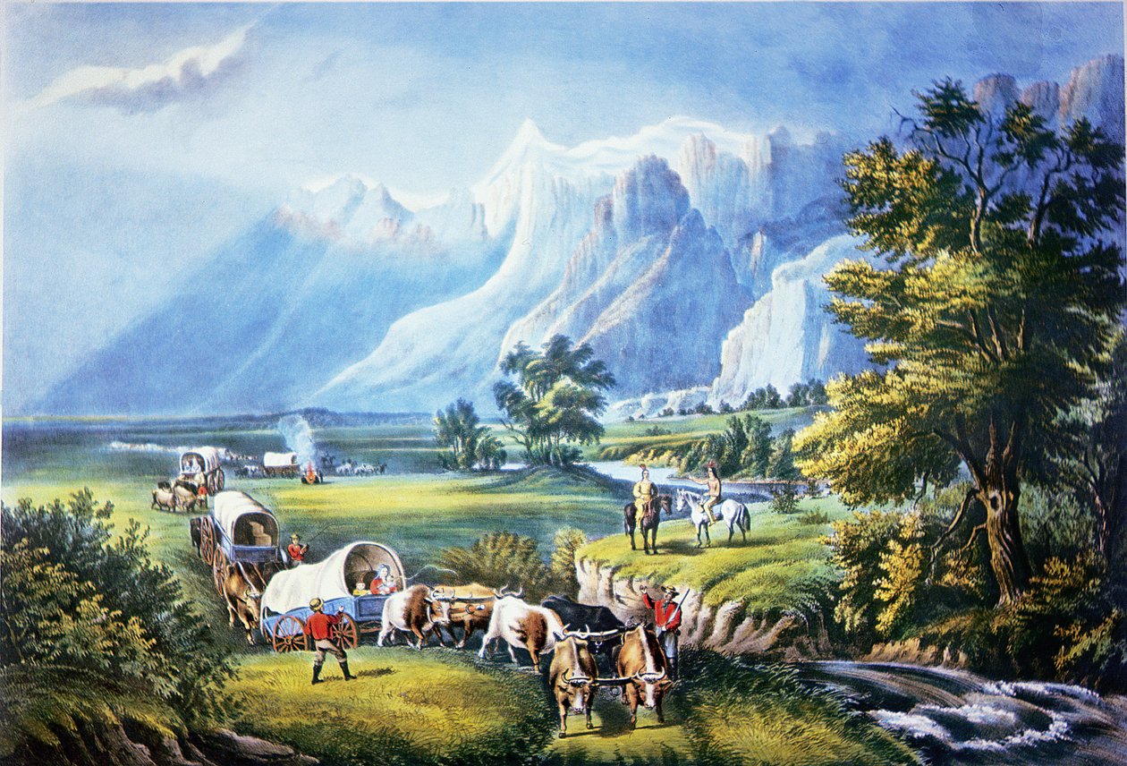 Emigrantes que atravessam as planícies de American School