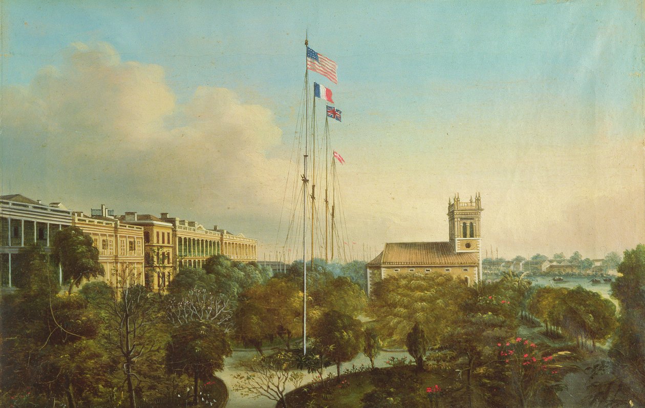 Fábricas em Canton, China, c.1850 de American School