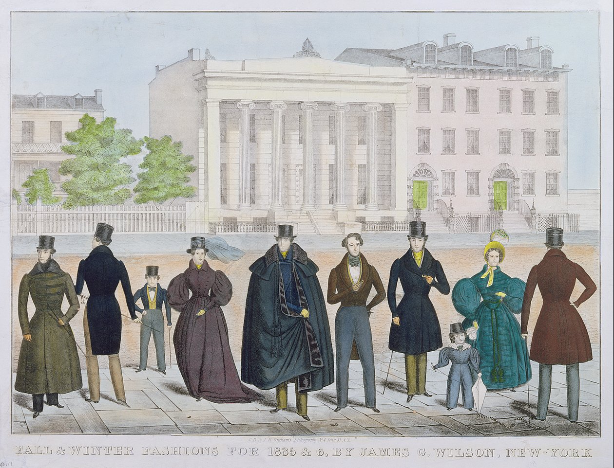 Moda outono e inverno para 1835 e 1836 por James Wilson, Nova York de American School
