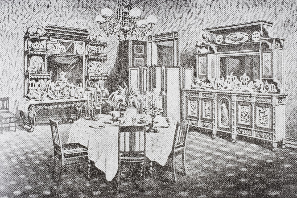 Família sala de jantar da Casa Branca na década de 1890, Washington DC, Estados Unidos da América de American School
