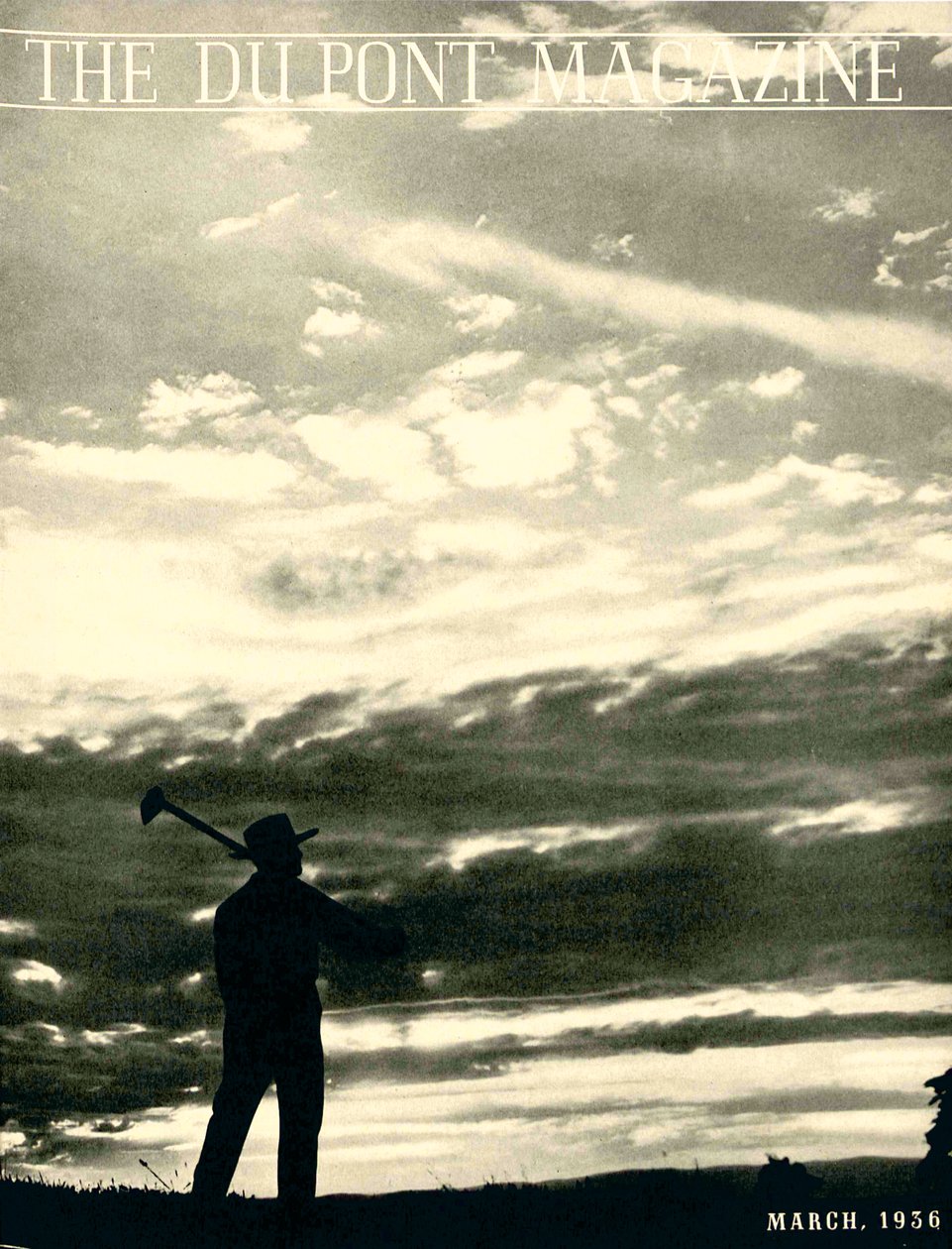 Agricultor em campo, capa da revista DuPont, março de 1936 de American School