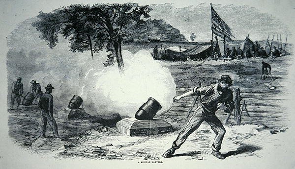 Federal Mortar Battery during the American Civil War (1861-65) (litho) de American School