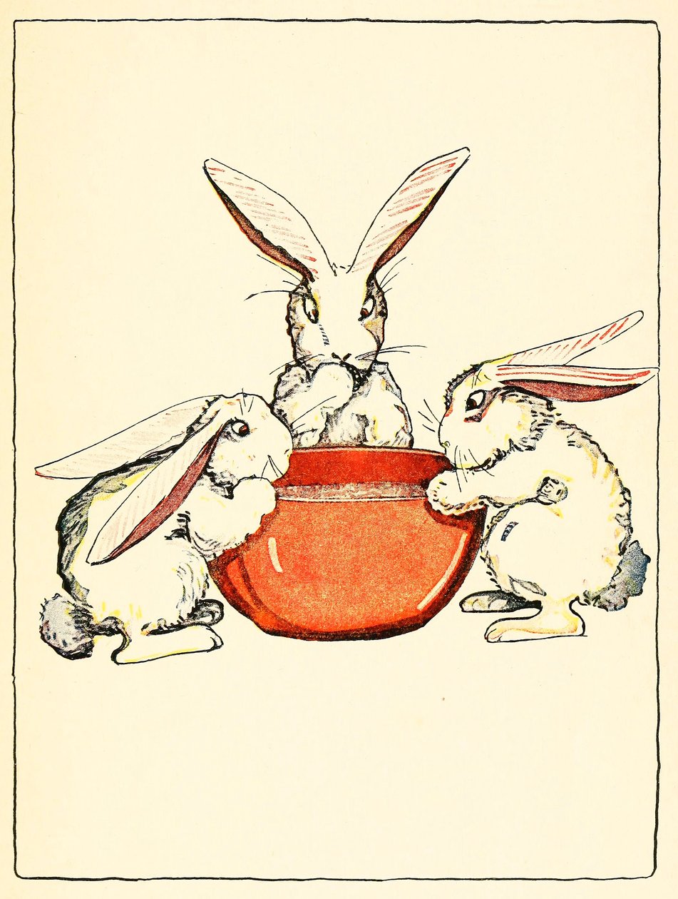 Flopsy, Mopsy, e Cotton-Tail tiveram pão, leite e amoras silvestres para o jantar, 1916. de American School