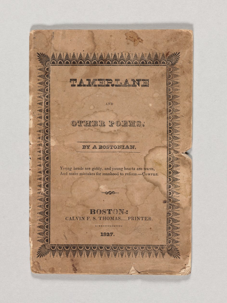 Capa de &39;Tamerlane and Other Poems&39;, de Edgar Allan Poe, publicada em 1827 (impressão) (ver também 433401) de American School