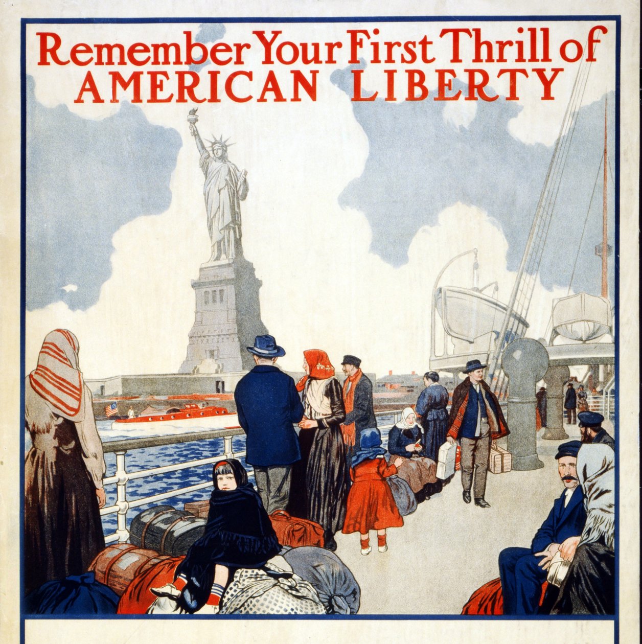 Cartaz de angariação de fundos para o 2º Liberty Loan de 1917, pub. 1917 (litografia a cores) de American School