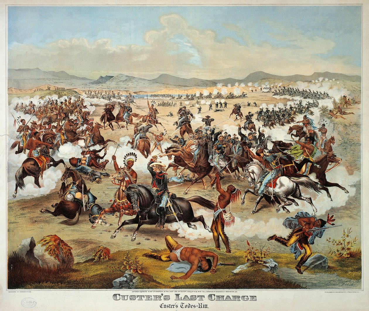 A última resistência do General Custer na Batalha de Little Bighorn, 25 de junho de American School