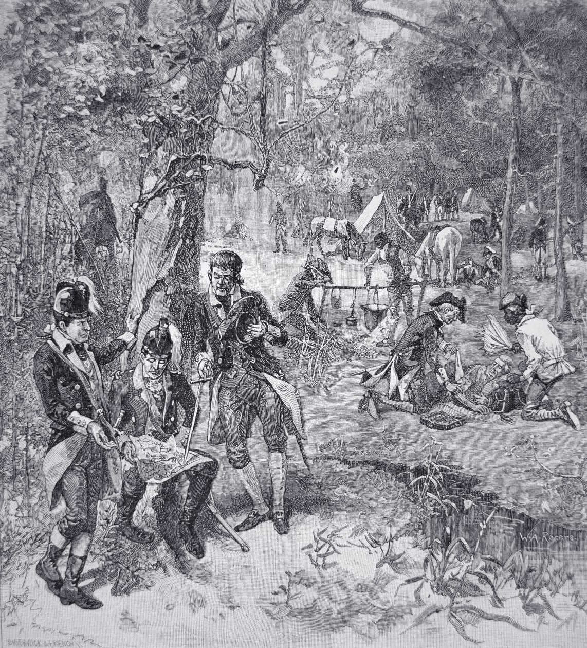 General Francis Marion no acampamento (litho) de American School