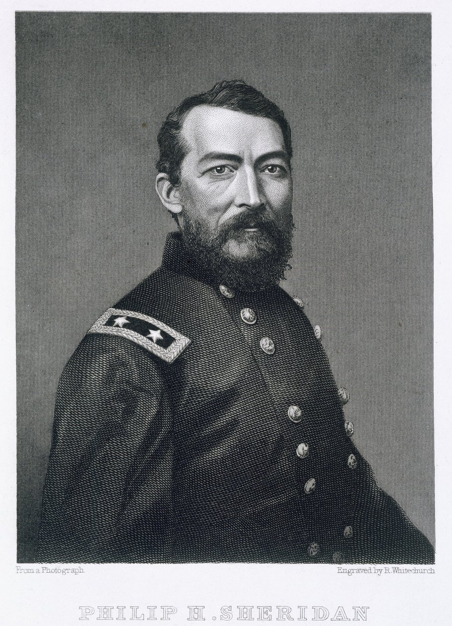 General Philip Sheridan, gravado a partir de uma fotografia de Robert E. Whitechurch (1814-c.1883) de American School