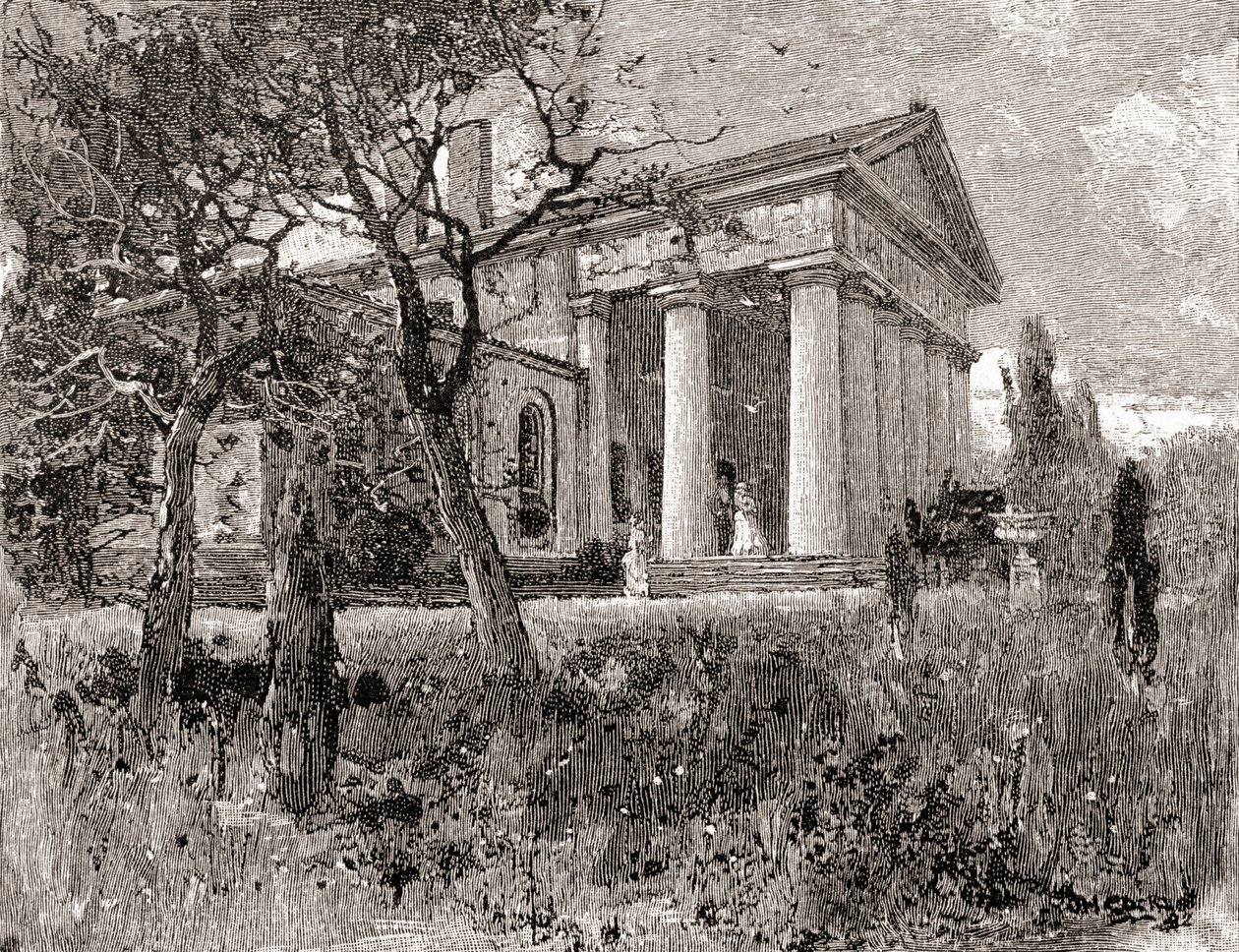 A casa do General Robert E. Lee, em Arlington, Virgínia, no século XIX, da "The Century Illustrated Monthly Magazine", publicada em 1884 (gravura) de American School