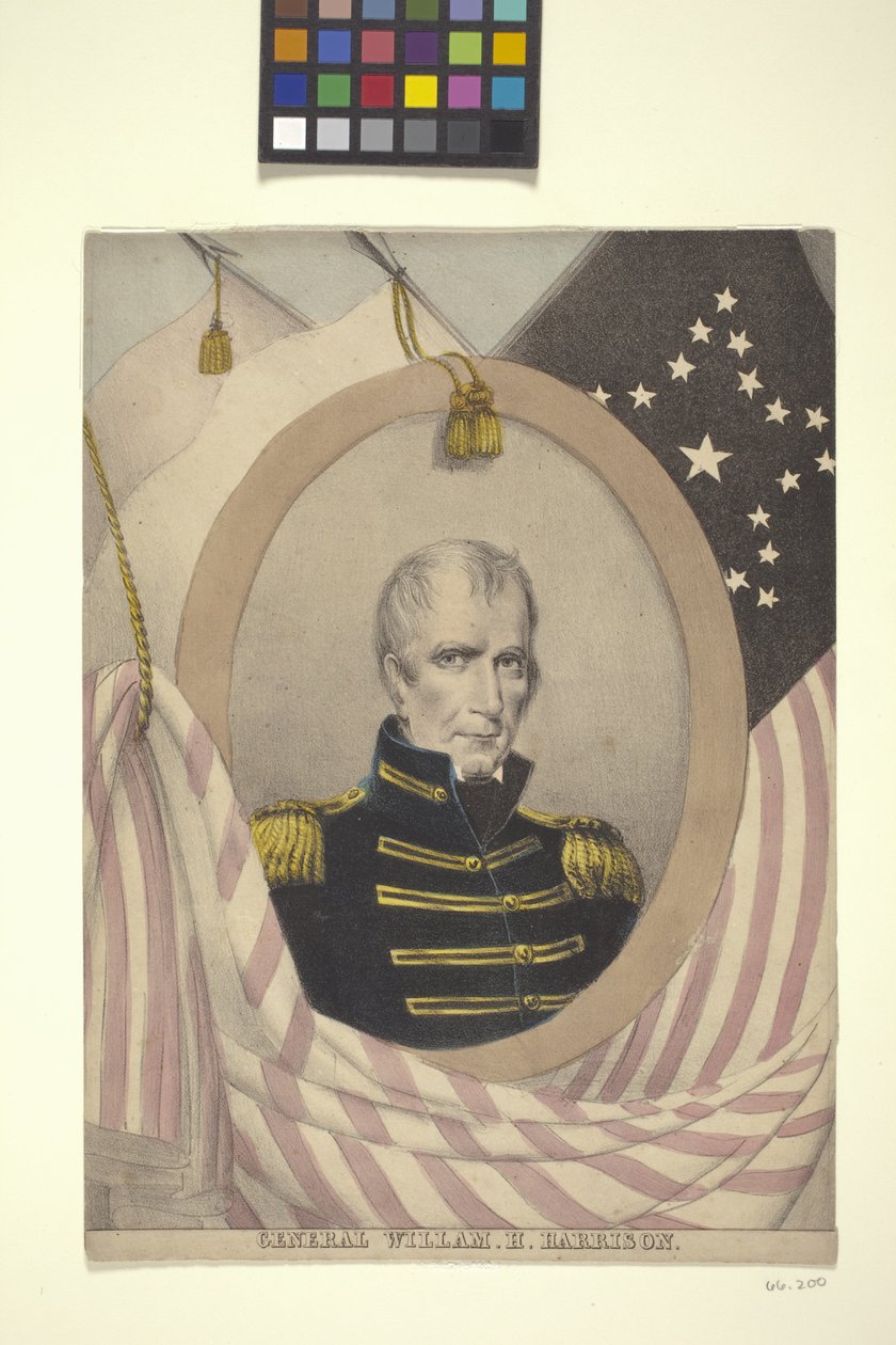 General Willam [Sic] H. Harrison (litografia colorida à mão) de American School