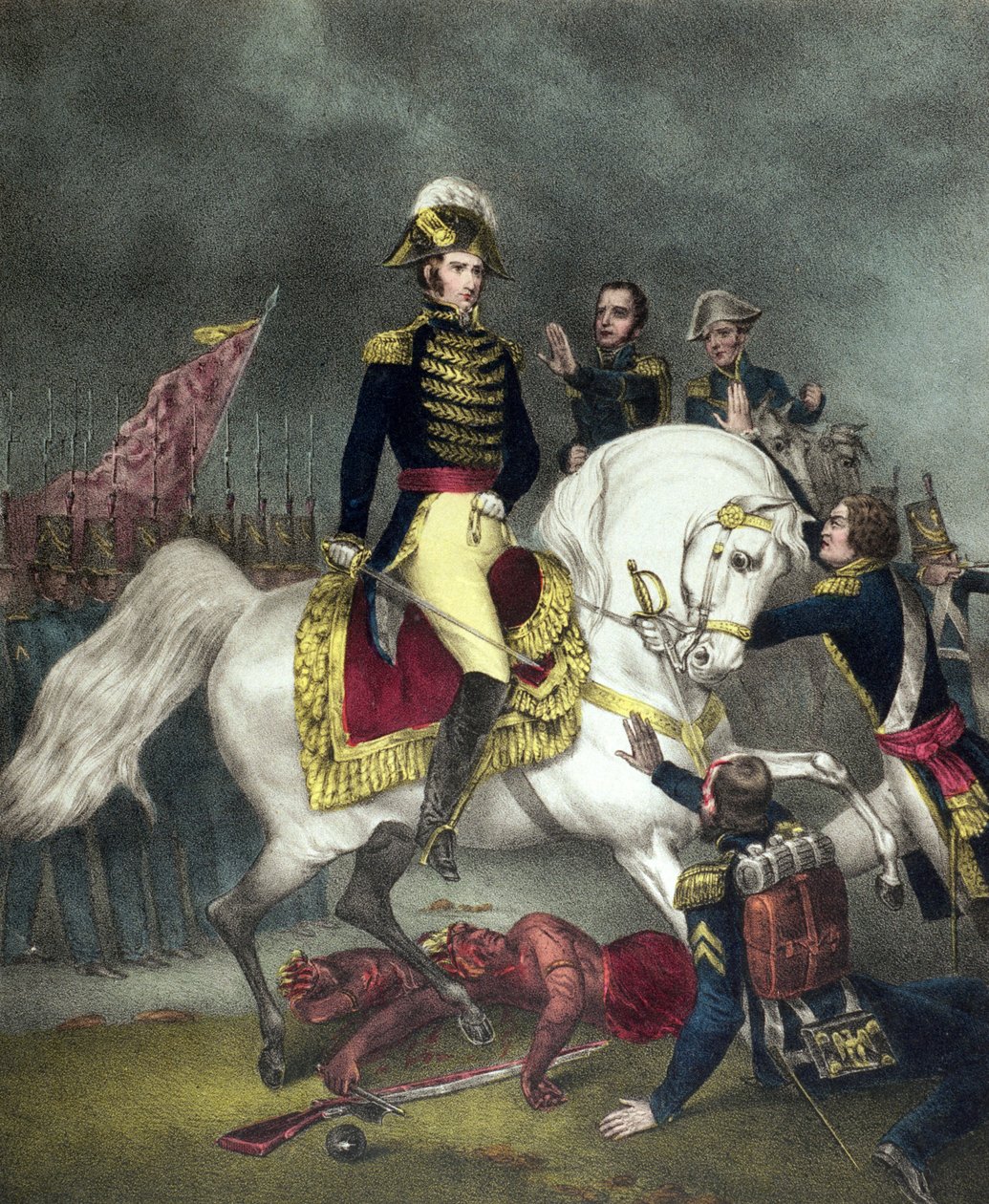 General William Henry Harrison na Batalha de Tippecanoe em 1811 de American School