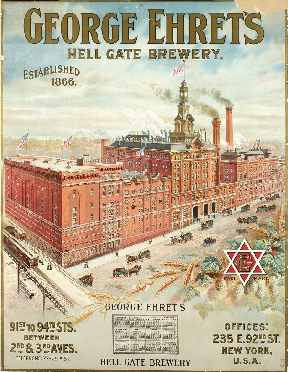 George Ehrets Hell Gate Brewery, fundada em 1866 de American School