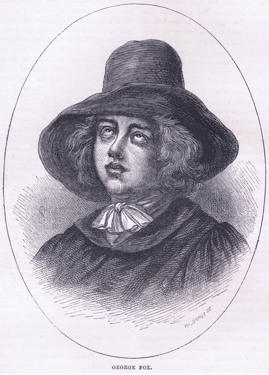 George Fox 1651, ilustração da história de Cassells do bar dos Estados Unidos. por Petter & Galpin c.1890 de American School