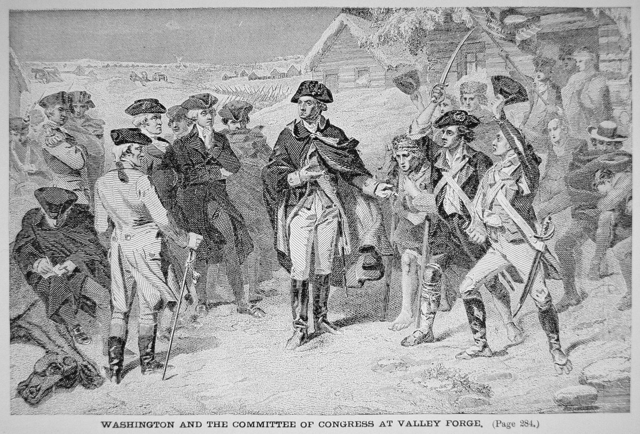George Washington na Valley Forge com o seu Exército Continental, Inverno e Primavera de American School