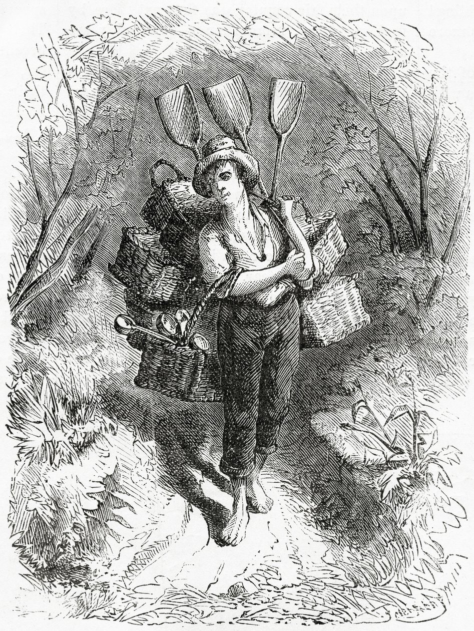 Indo para a loja, ilustração para um longa-metragem, A Community of Outcasts, do Appletons Journal, 23 de março de 1872 de American School