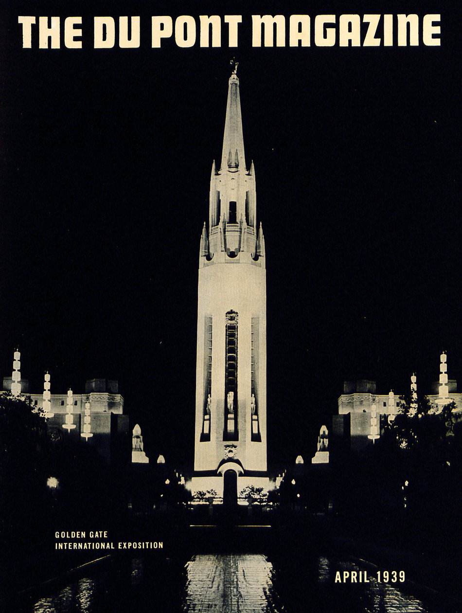 Golden Gate International Exposition, capa da revista DuPont, abril de 1939 de American School