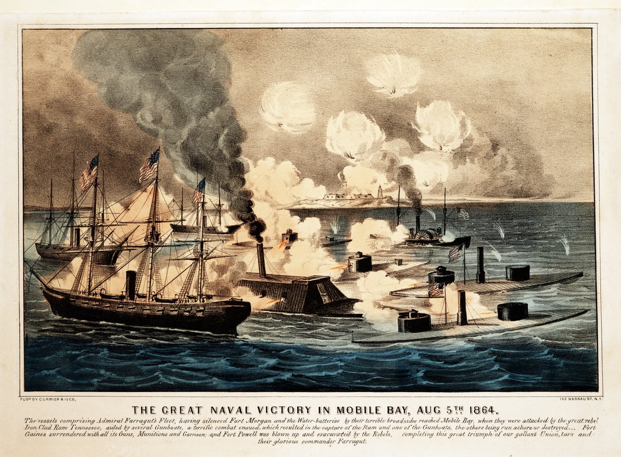 Grande Vitória Naval em Mobile Bay, 5 de agosto de 1864, pub. 1864. de American School