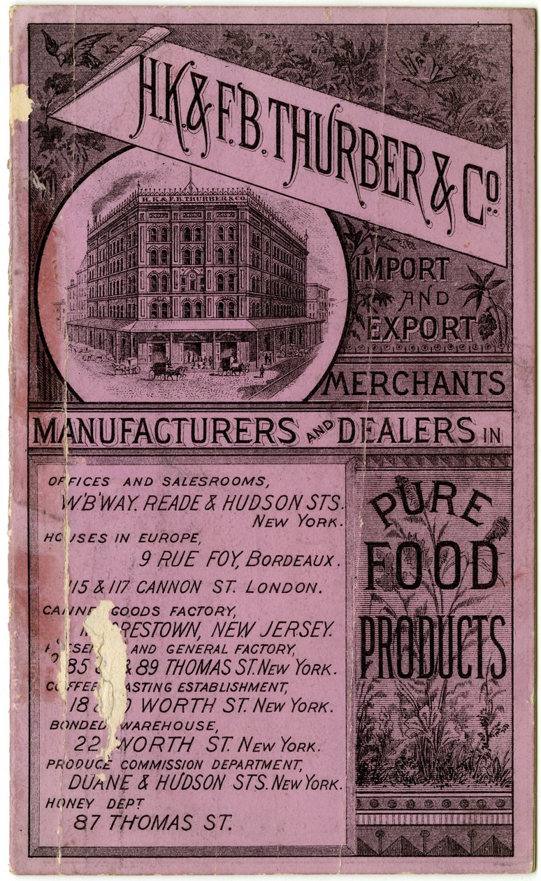 Livreto comercial HK & FB Thurber & Co., recto (brochura gravada) de American School