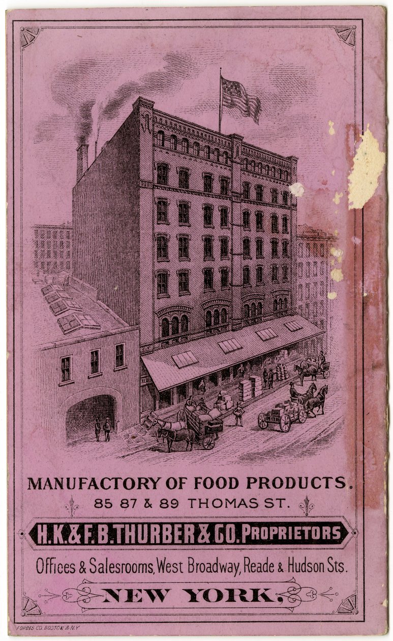 Livreto comercial HK & FB Thurber & Co., verso (livreto gravado) de American School