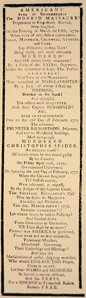 Comentário sobre a absolvição do Capitão Preston e seis soldados após o seu julgamento em Outubro de 1771 (litho) de American School