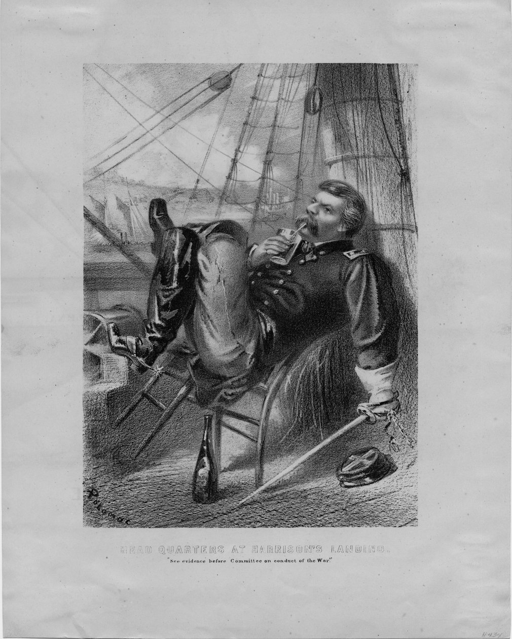 Head Quarters at Harrisons Landing: Veja provas perante o Comitê de Conduta da Guerra, assinado por Potomac, c.1862 de American School