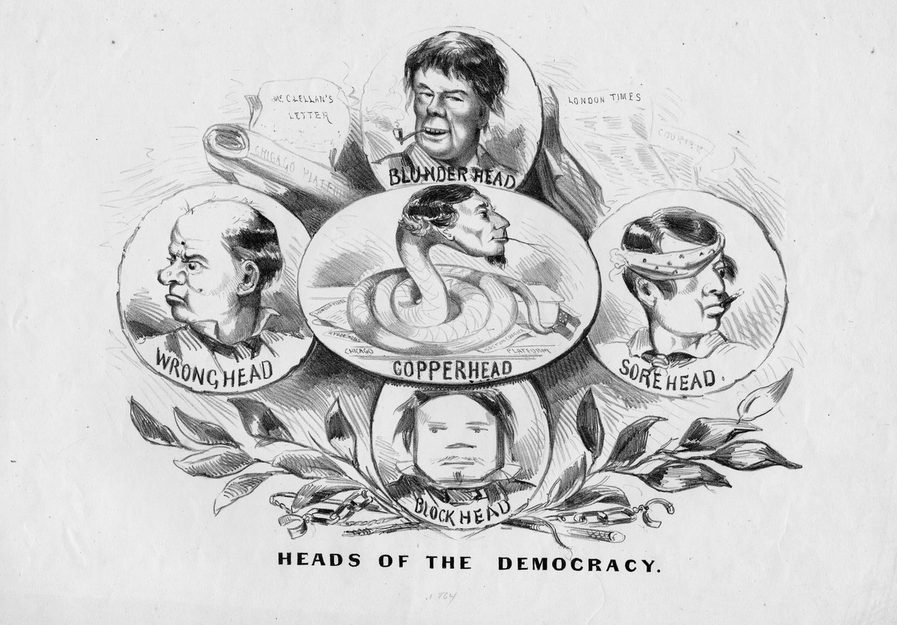 Heads of the Democracy, publicado por Currier e Ives, Nova York, c.1864 de American School