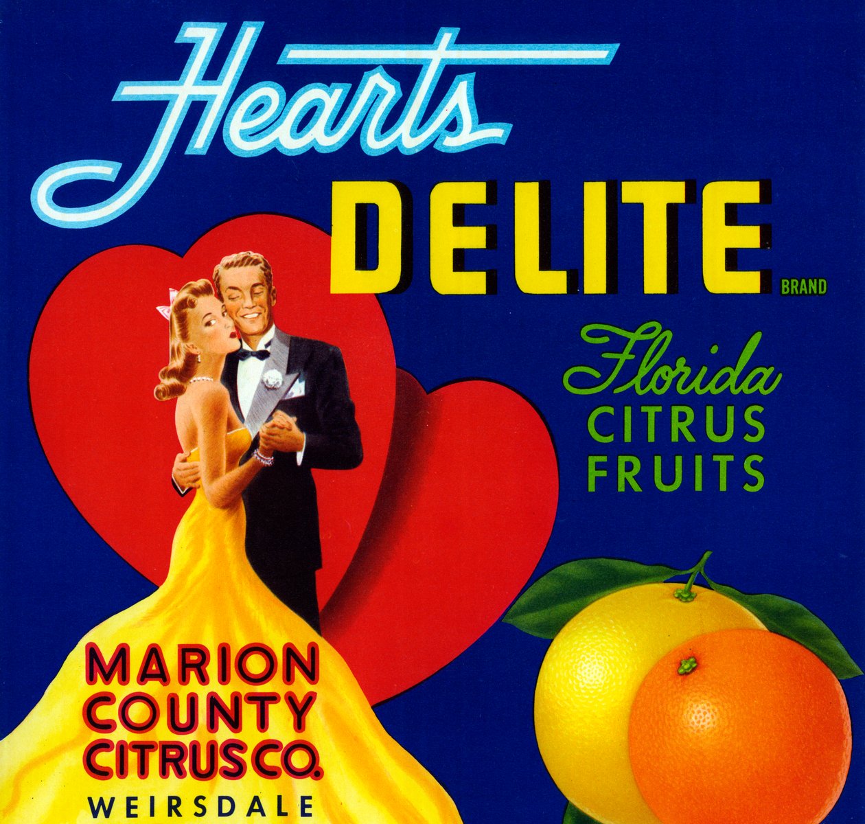 Rótulo da caixa de frutos Delite Hearts Delite, c.1920 (litografia) de American School
