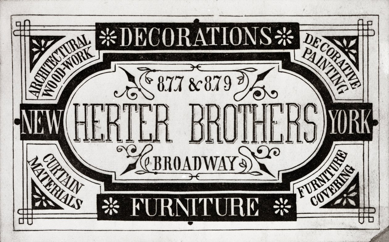 Herter Brothers, Decorações, Móveis, 877 e 879 Broadway, Nova York (litho [trade card]) de American School