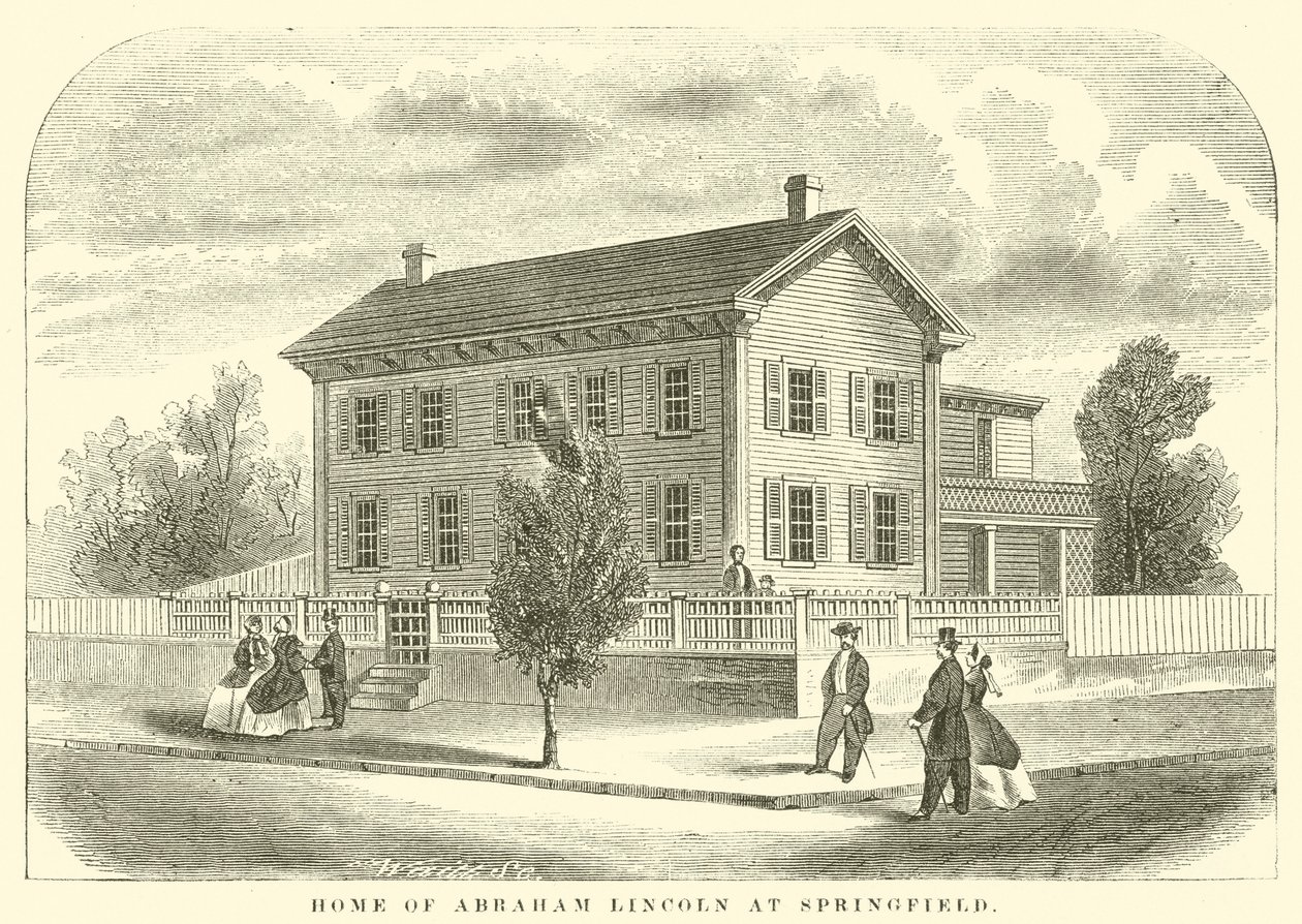 Casa de Abraham Lincoln em Springfield (gravura) de American School