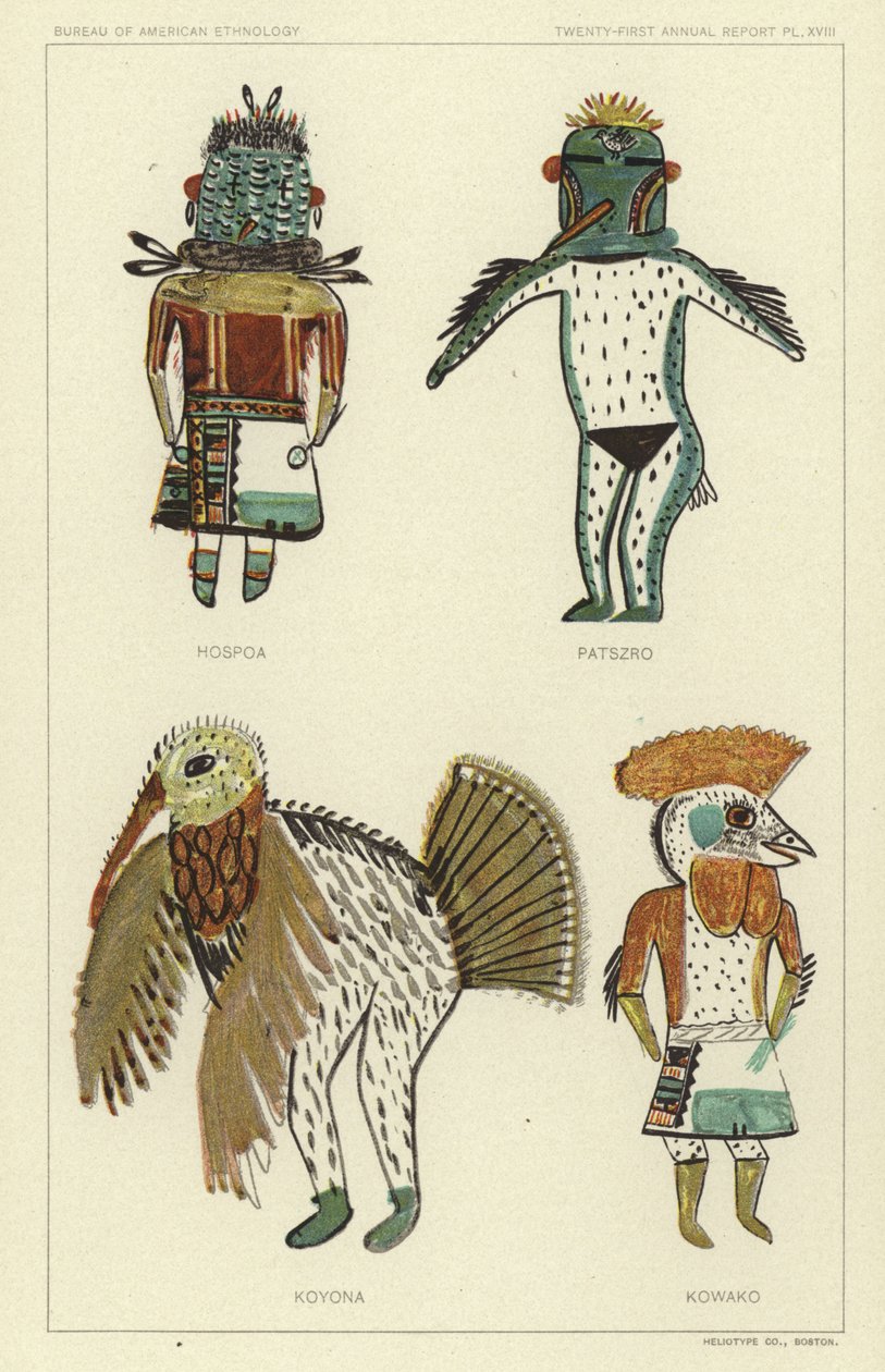 Hospoa, Paszro, Koyona, Kowako (litografia a cores) de American School