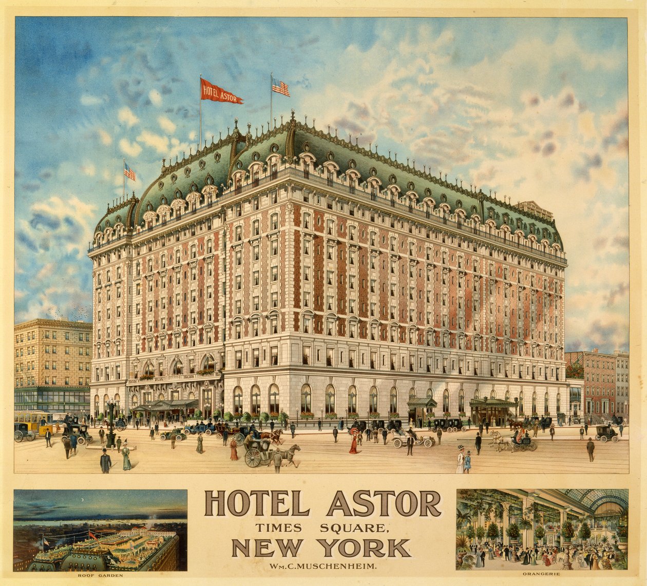 Hotel Astor, Times Square, Nova Iorque, Wm. C. Muschenheim de American School