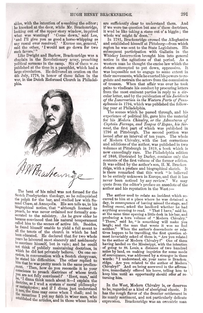 Hugh Henry Brackenridge (1748-1816) de &39;Cyclopedia of American Literature&39;, de Evert Augustus Duyckinck (1816-78) 1855 de American School
